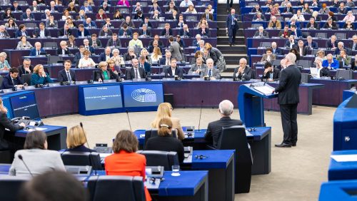 Egila Levita runa Eiropas Parlamenta plenārsēdē, februāris 2023