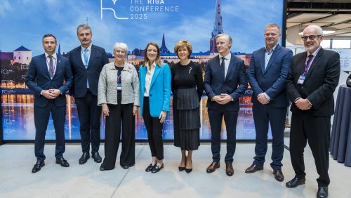 Tikšanās ar EP prezidenti Robertu Metsolu Rīgā un viesošanās pie studentiem